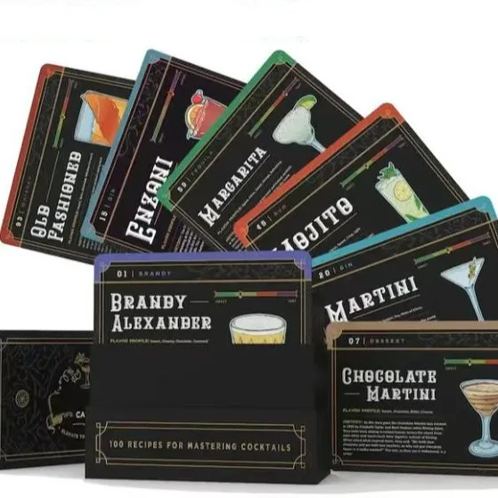 New 100 Cocktail Recipes Cards for Mixing Drinks Bartending Tips Flavor Pairing Home Bar Crafting and Serving Suggestions