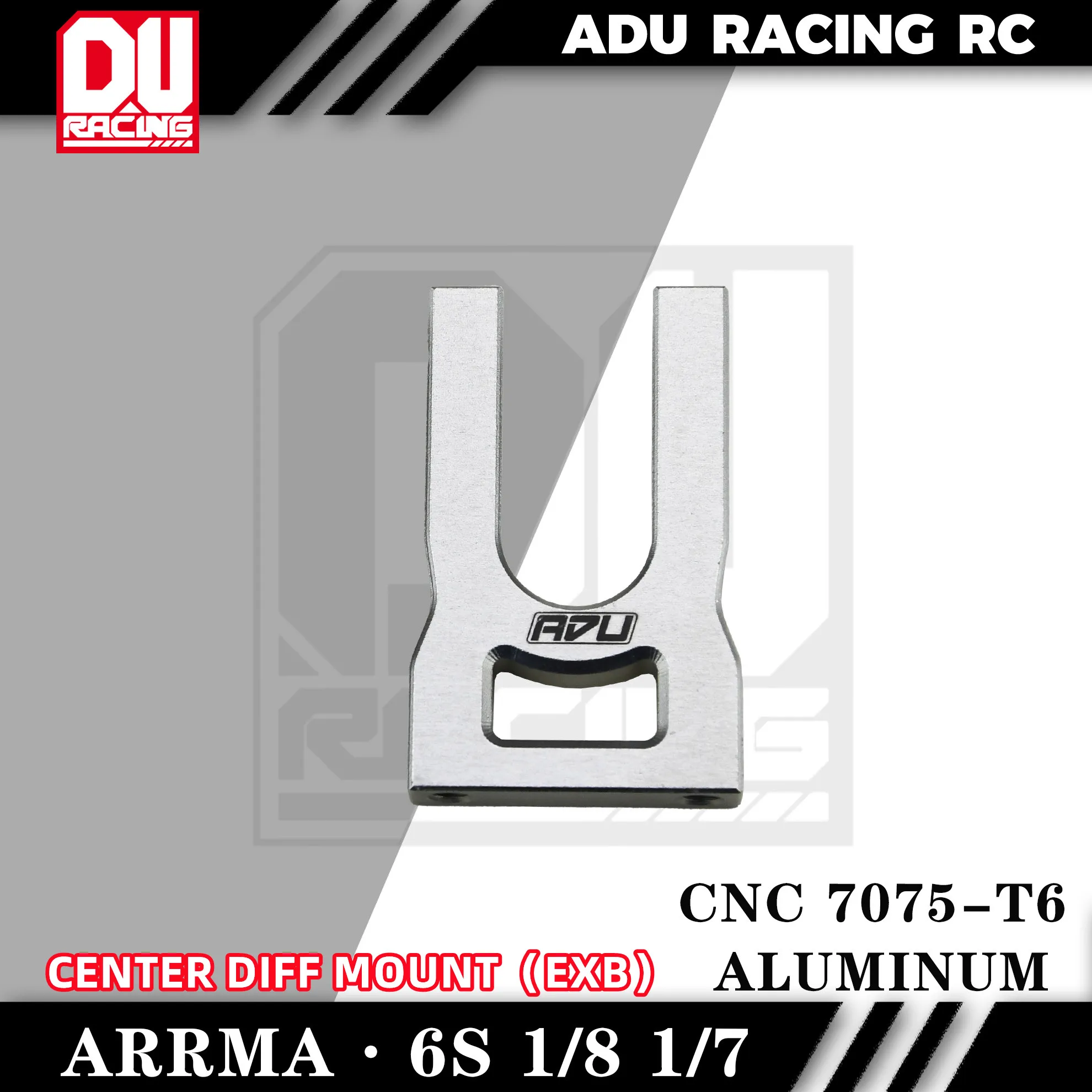 RC car parts go kart parts ADU Racing CENTER DIFF MOUNT CNC 7075 T6 ALUMINUM for ARRMA 6S 1/8 and 1/7 EXB