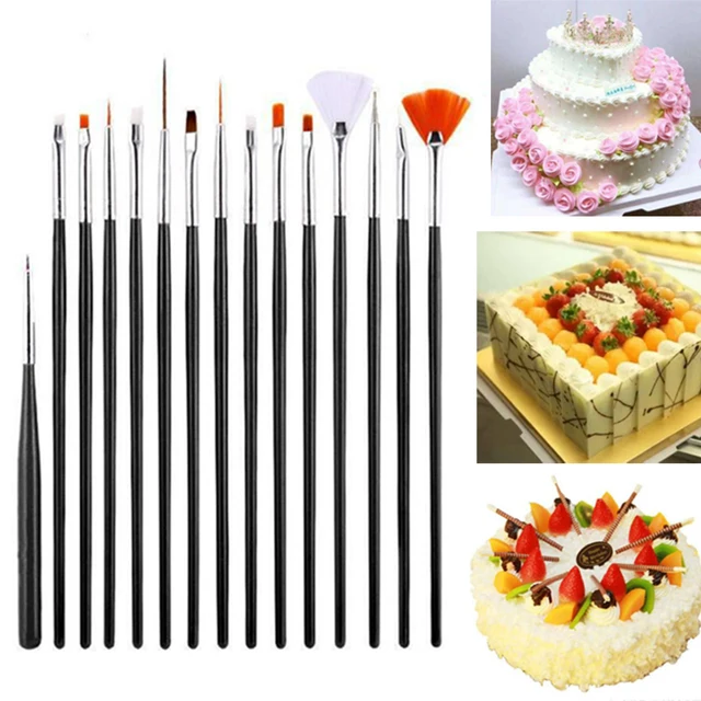 15 db Torta Díszítő Szerszámok Sütő Toll Tartozékok Többfunkciós Jeges Tészta Kefék Fondant Süteményfestés Kefe - Image 2