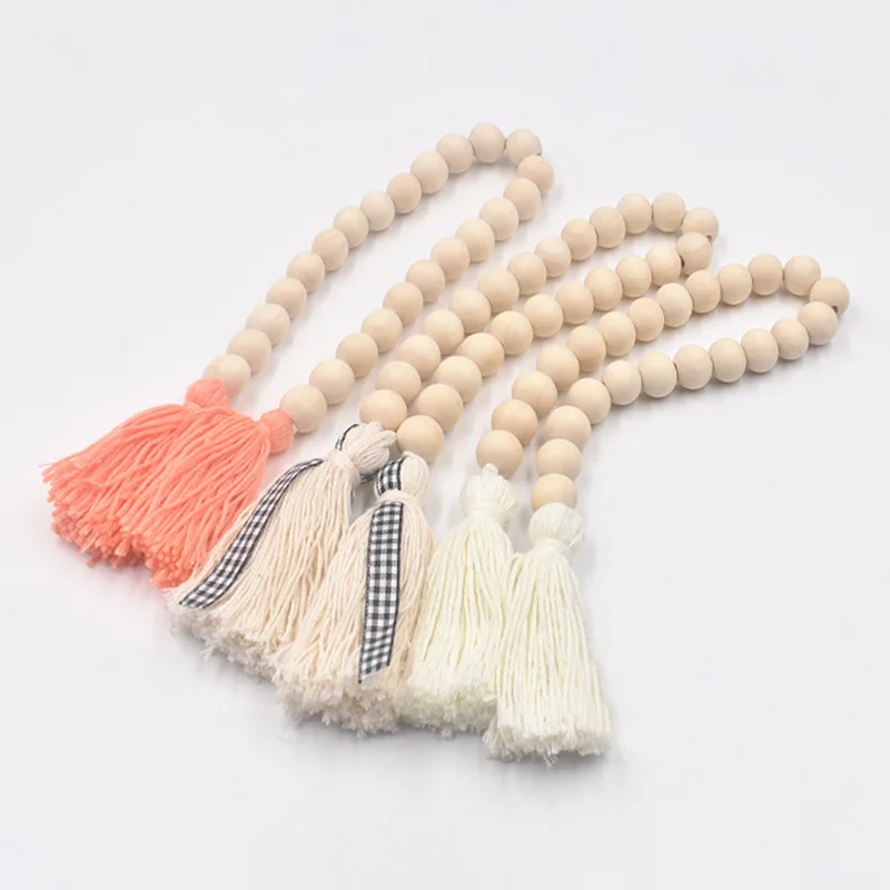 Missxiang New Natural Wood Color Big Hole Wood Beaded Hemp Rope Tassel Kit  Home Decoration Spacer Beads Jewelry Pendant - Beads - AliExpress
