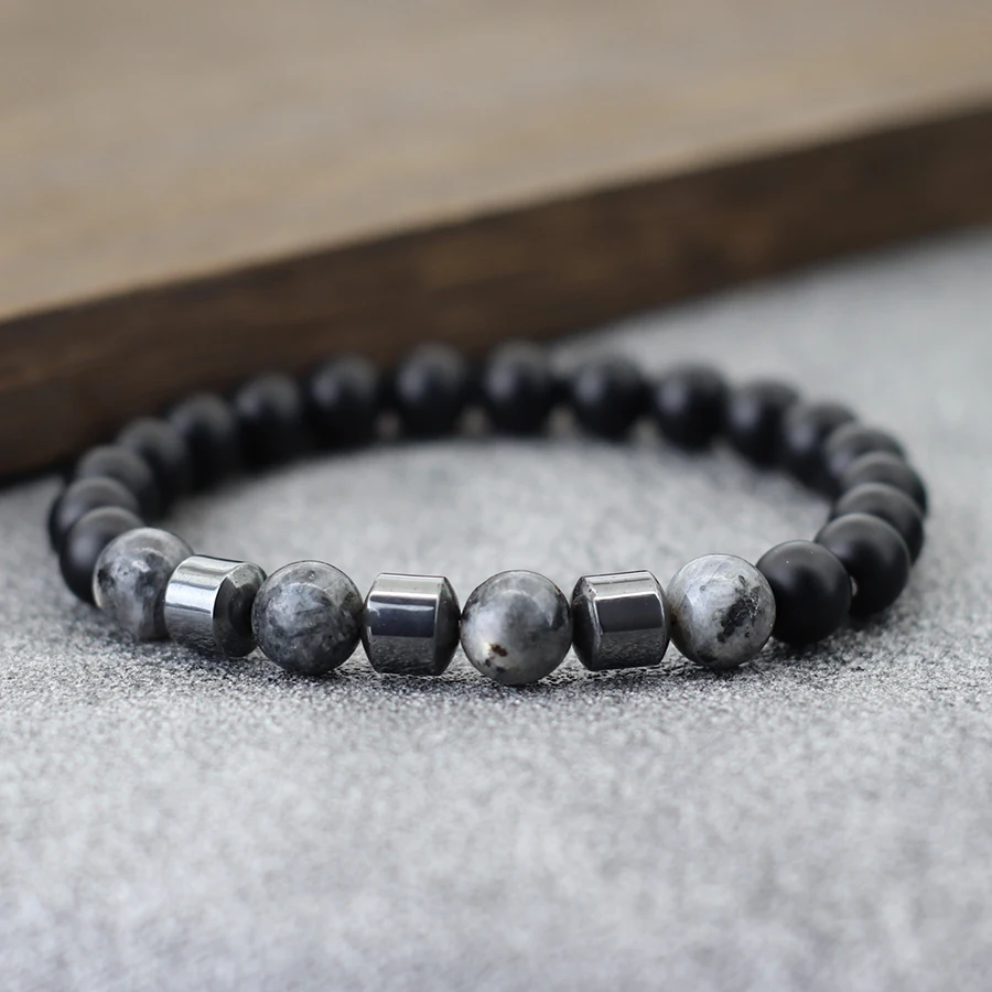 Men Onyx Stone Beaded Bracelet 8mm Natural Healing