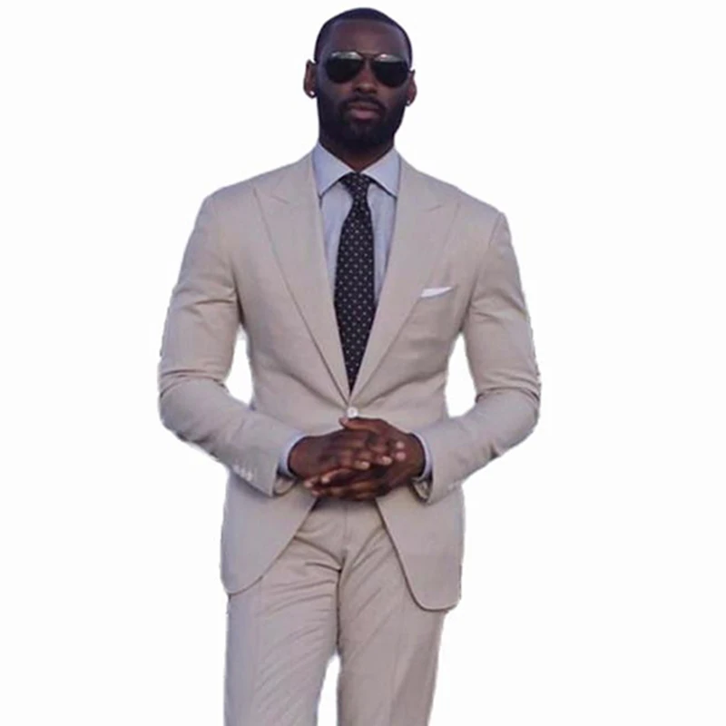 

Custom Made 2 Piece Men Suits Peaked Lapel One Button Prom Slim Fit Blazer Jacket Groom Tuxedos Wedding Suits for Man Terno
