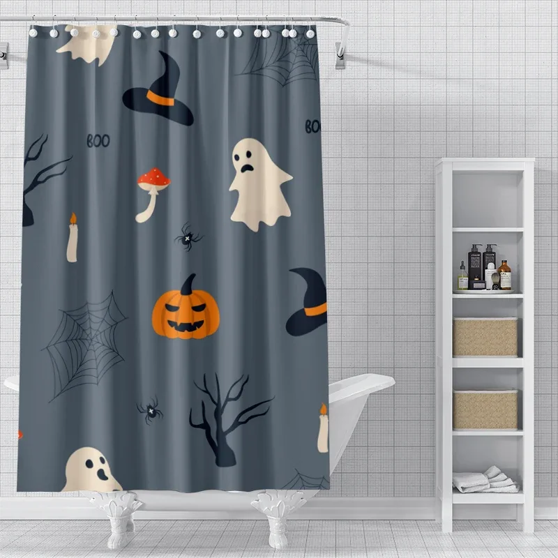 Herbst-Duschvorhang Mit Kürbis-Motiv – Rustikales Set Fürs Badezimmer In Herbstatmosphäre