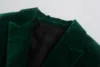 Elegant Velvet Women Blazer Fashion Office Wear Buttons-Up Long Sleeve Pockets Vintage Blazer Green Female Outfitt 5