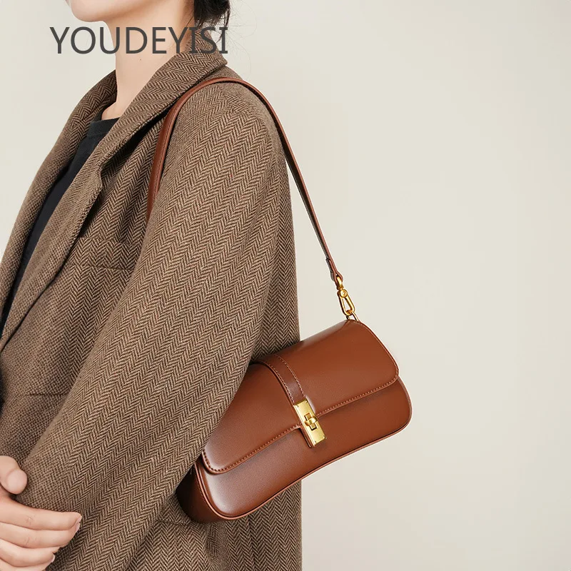 

YOUDEYISI Cowhide High-quality Niche Baguette Bag, High-end Underarm Bag New Versatile Single Shoulder Messenger Women's Bag