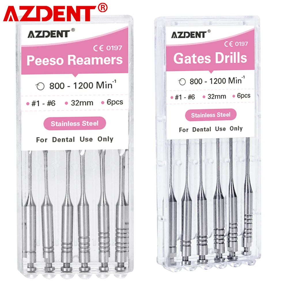 AZDENT 5 Boxes Dental Endodontic Drill Gates Glidden Drill Rotary Stainless Steel Peeso Reamers