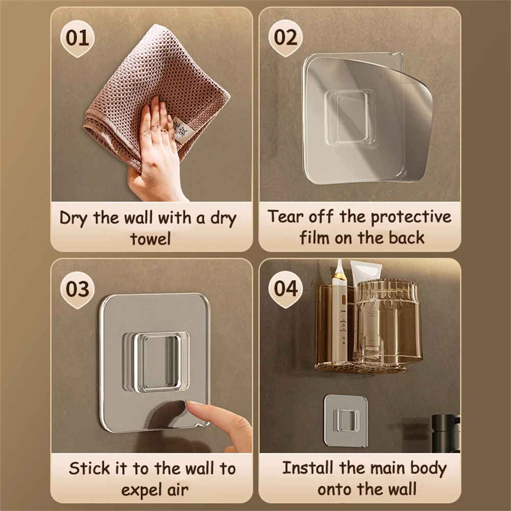 Wall Mounted Toothbrush Holder Set With Mouthwash Cup Bathroom_voghion.com