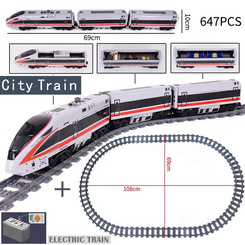 High-Tech Creative City Train Station Building Blocks Toy Set