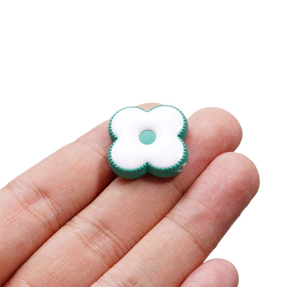 10 Stück/Los 24,8mm Acryl niedlichen Cartoon Blumen form lose Abstand halter Perlen für Schmuck machen DIY handgemachte Armband Zubehör – Detail 5
