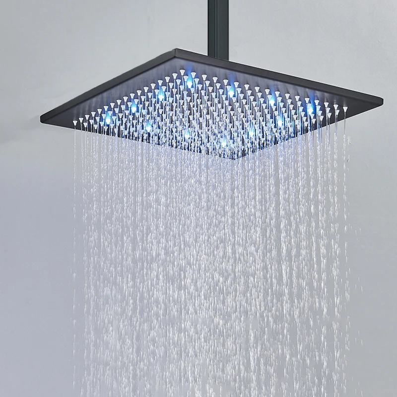 Black Concealed Shower Faucet LED Rainfall Shower Head Digital Display System Bathroom Tap Ceiling Install Taps shower head,bathroom faucet,bathroom shower faucet set