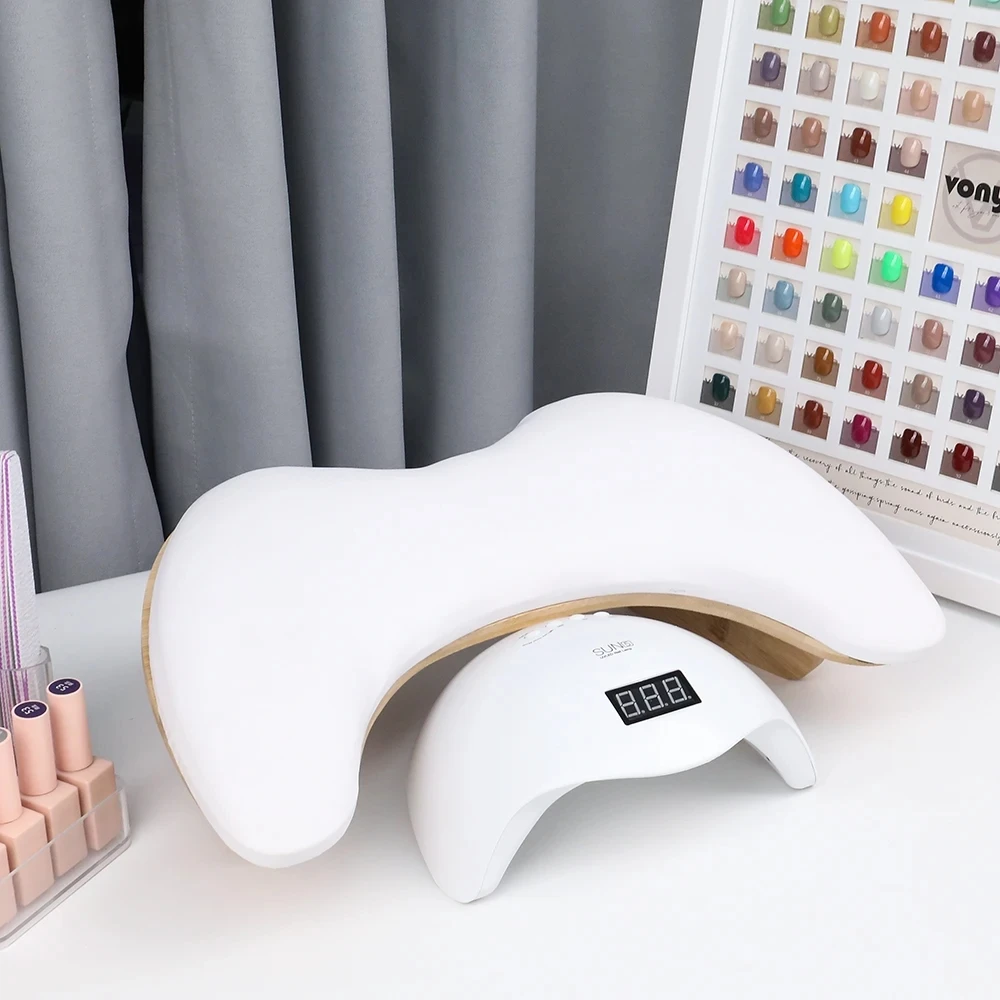 Nail Art Hand Pillow Two Hand Nail Arts Hand Pillow Russian Butterfly Manicure Pillow Logs PU Leather Material Ergonomic Tilting Design