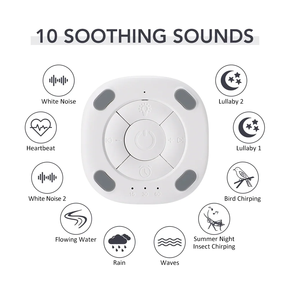 Portable Music Player White Noise Sleep Aid Music 7 Colors Night Light Help Children Fall Asleep Home Intelligent Sleep Monitor
