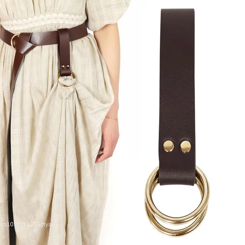 

Medieval Belt Skirt Hikes Double Ring Leather Loop Renaissance Adult Accessory Vikings Mug Hook Strap For Women
