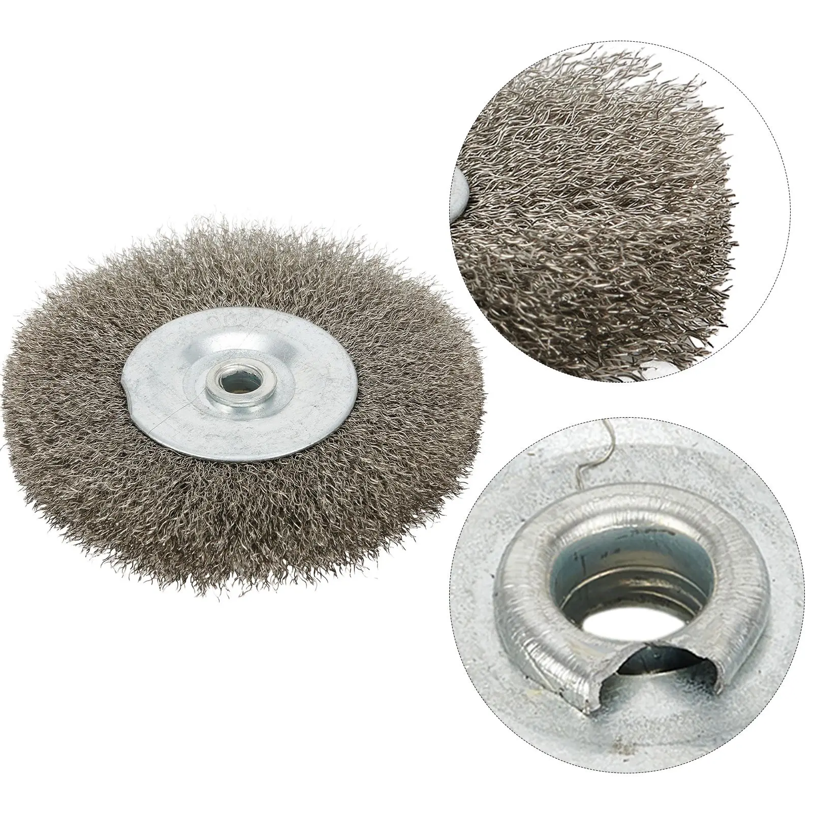 Flat Crimped Wire Wheel Brush For Angle Grinder 0.52in Bore Stainless Steel 3inch Outer Diamter 13mm Internal Diamter Power Tool