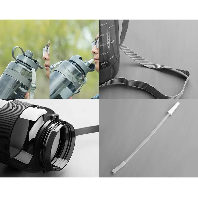New Sport Drinking Water Bottle with Straw BPA Free 1000 Ml 2000ml Plastic Water Drinking Bottle for 1L 1 liter