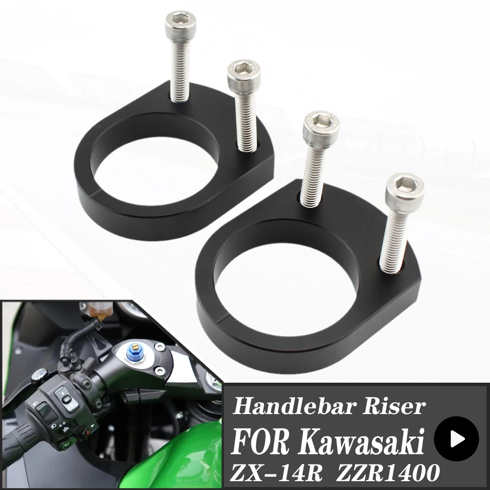 FOR Kawasaki ZX-14R ZZR1400 2006-2022 Motorcycle Handle Bar Mount Clamps 15MM Riser Adapters ZX-14 R ZZR 1400 ZX14R Aluminum