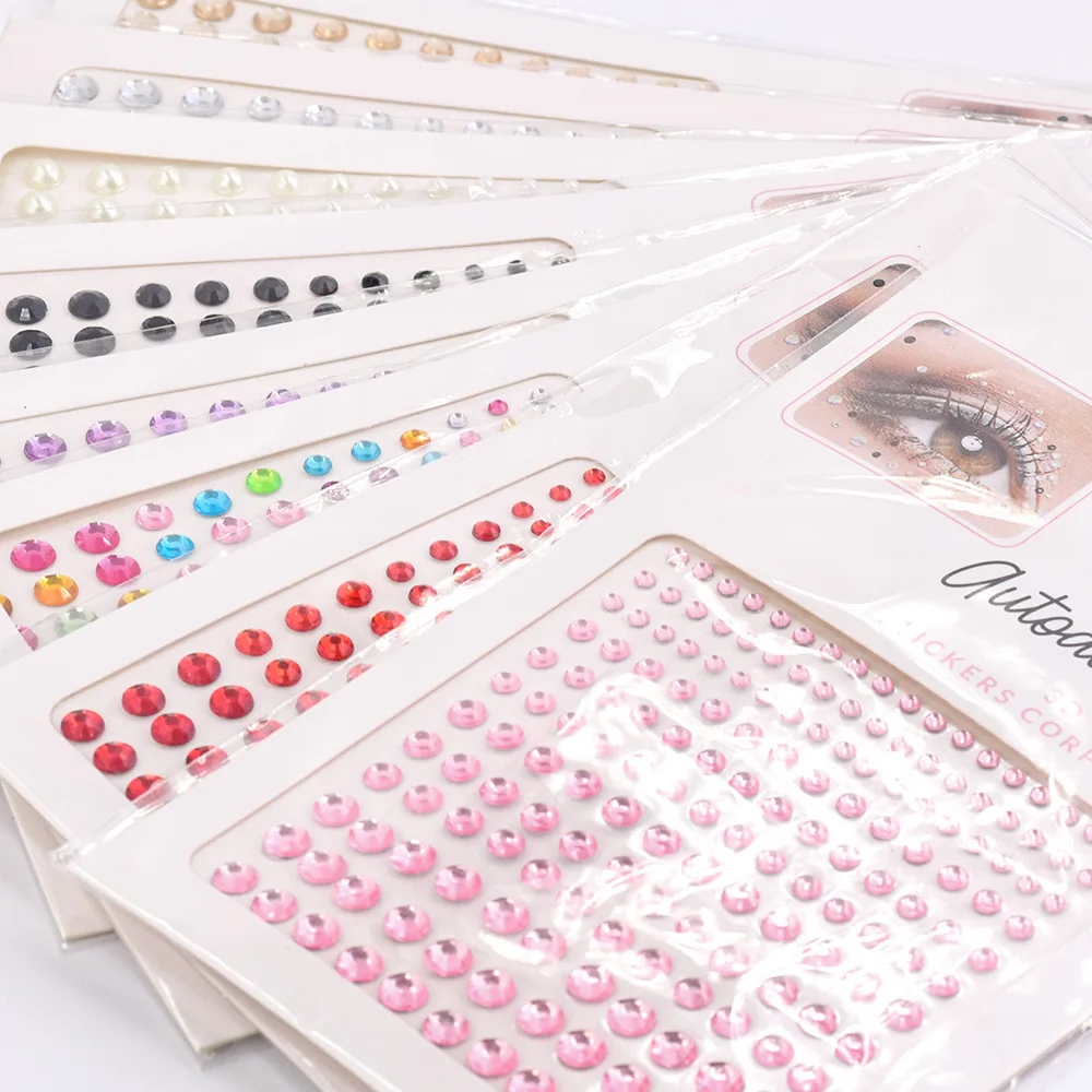 

Facial Eyebrow Makeup Rhinestones Disposable Tattoo Stickers Children's Stage Show Color Rhinestones Back Glue Nail Stickers