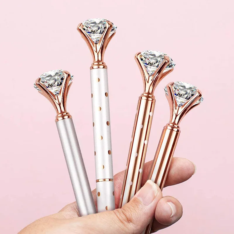 1.0mm Metal Nib Rhinestone Pen Ball Point Pen Crystal Diamond Ballpoint Bling Metal Office Supplies Student Stationery