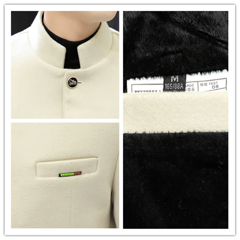 Boutique Men's Thickened Stand-up Collar Elegant Blazer Casual Korean Version Slim Youth Tunic Woolen Small Suit Jacket mens suit