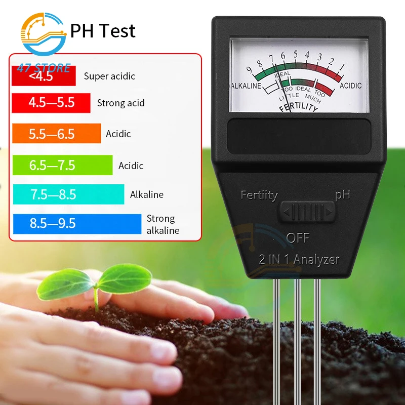 medidor de ph medidor de ph para agricultura medidor de ph medidor ph suelo  Detector de fertilidad del suelo 2 en 1, Analizador de nitrógeno y fósforo,  prueba de acidómetro de PH