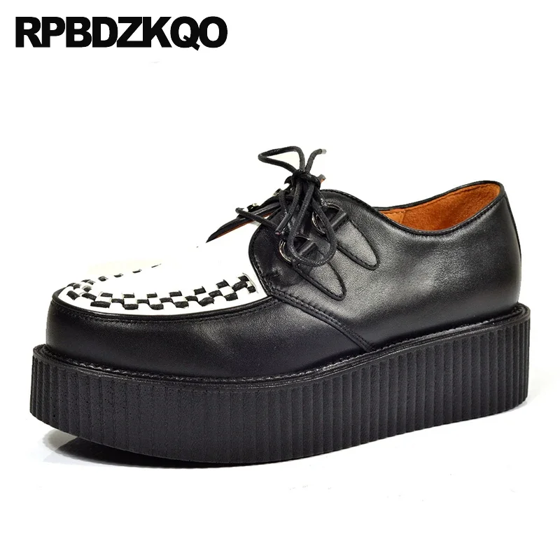 

Braided 13 Platform Flatforms Woven Nubuck Big Size Muffin Real Leather Creepers Cowhide Flats Lace Up 47 Shoes Round Toe Men