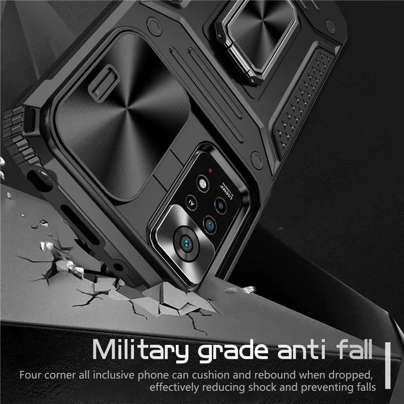 Fodral för Redmi Note 12 11 11S Poco X5 Pro Magnetic Car Sliding Window Stötsäkert Anti-Rep Rött Skyddsskydd_voghion.com