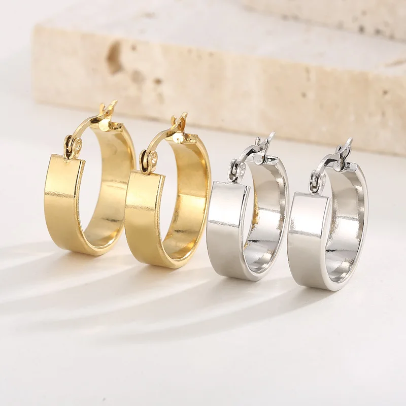 

Stainless Steel Round Circle Hoop Earrings For Women Gold Silver Color Smooth Delicate Eardrops Wedding Party Jewelry Mujer