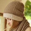 100% Pure Goat Cashmere Beanies for Women Winter Thick 2 Layer Wearable Soft Warm Twist Skullies Cap Girl Fashion Slouchy Hat 3