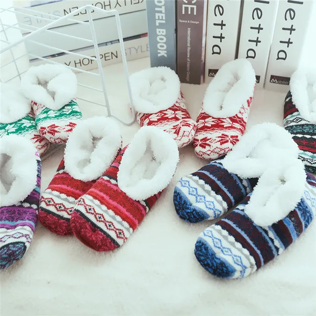 Women s Floor Socks Lamb Wool Thick Home Warm Socks Non-Slip Cute Retro 2022 New