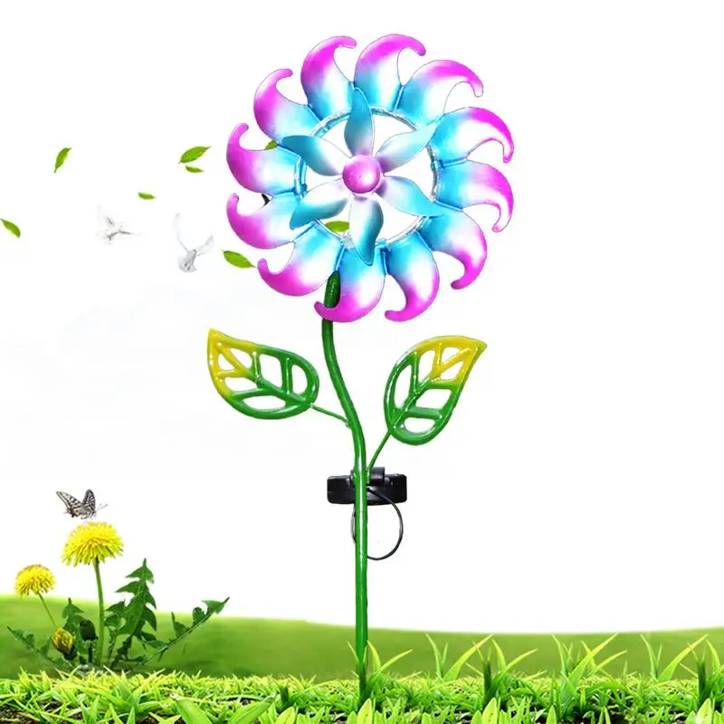 

Garden Spinner Solar Light Metal Yard Art With Garden Stake 100cm/39.3inch Wind Spinners For Yard And Garden Outdoor Wind