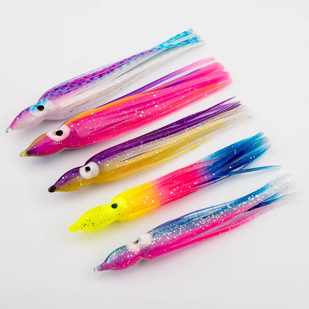 Lot De 50 Leurres De Pêche – Jupes Calmars Poulpe – Appâts Traîne Leurres Hoochies