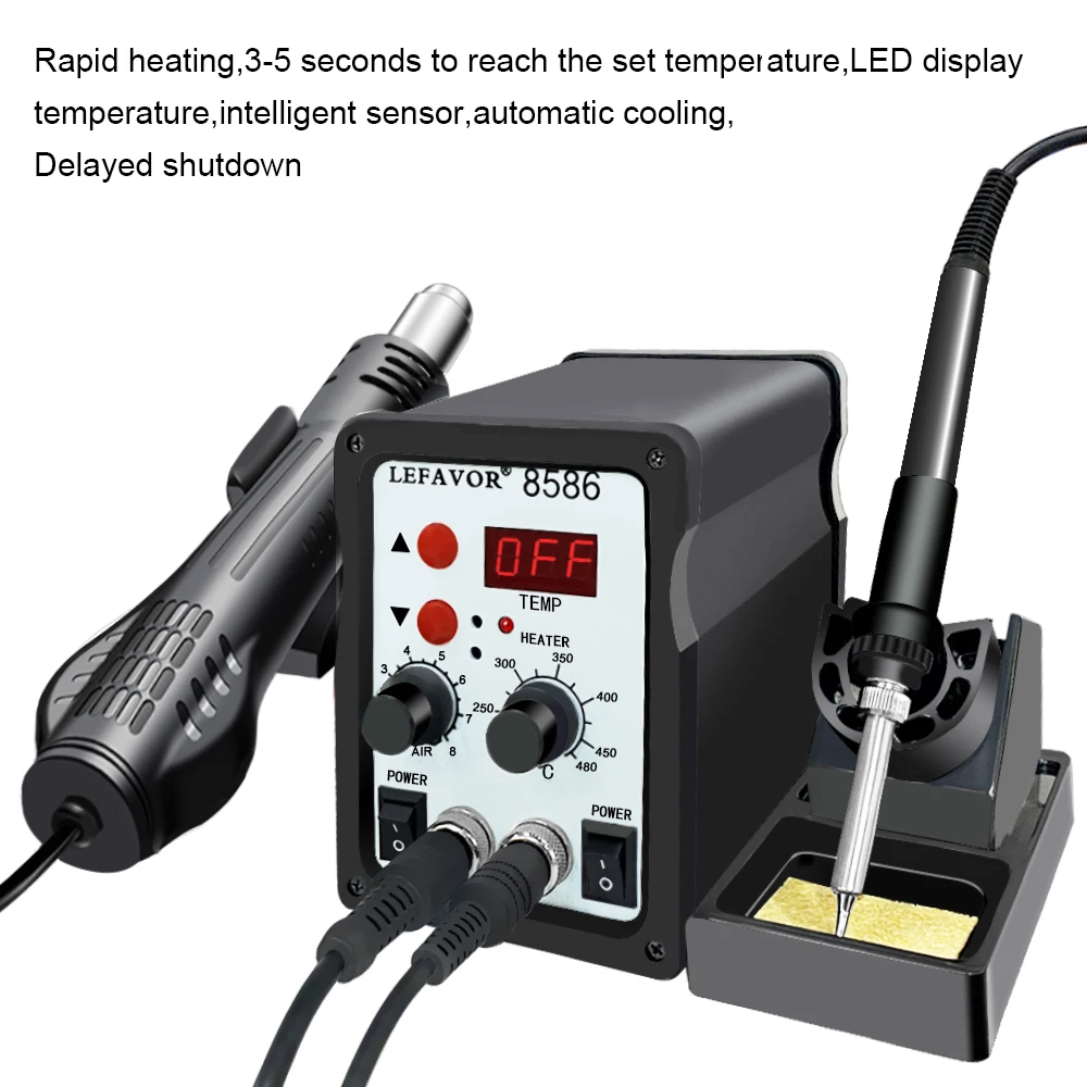 Soldering Station 2 In 1 Digital ESD Hot Air Blower Heat Gun Welding Solder Iron SMD Desoldering Rework Station Tool soldering iron hot air gun soldering station soldering tool welding tool 8586
