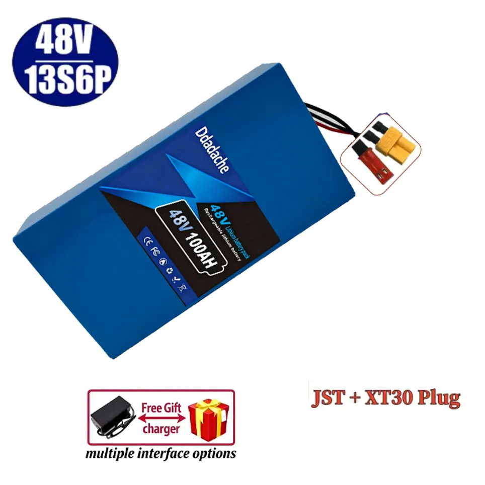 Neuer 48V 100Ah 2000W 13S6P 48V Lithium-Ionen-Akkupack 100000mAh für Elektroroller-Akku 54,6V mit BMS+Ladegerät – Detail 12