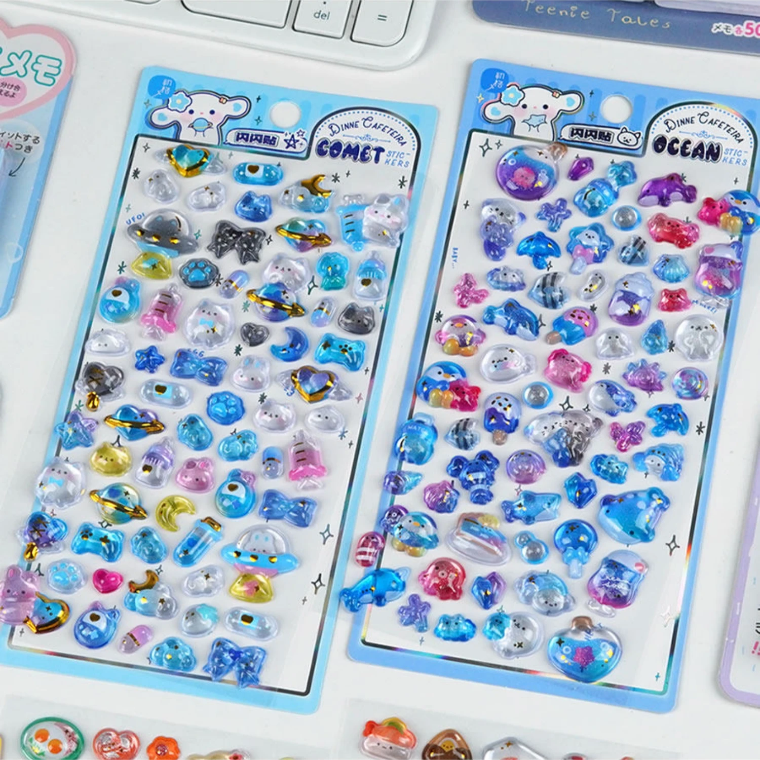 1개/4개 일본 음식 카페 드롭 3D 입체 스티커 저널링 DIY 다이어리 귀여운 문구 스티커 장식 학용품