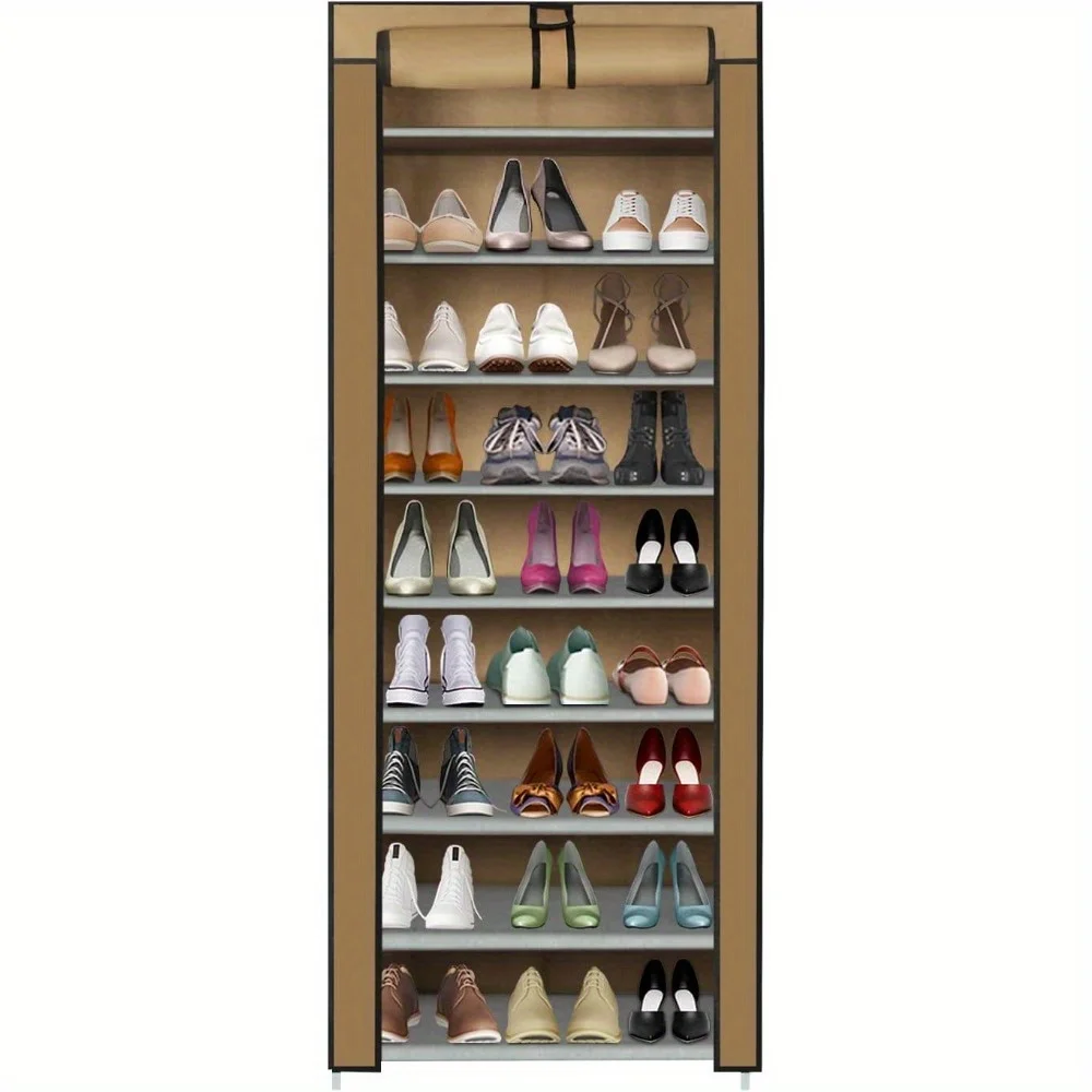 Shoe Storage Organizer with a Cover, Measuring 160X58X28Cm, Designed to Hold Up to 27 Pairs of Shoes. This Dustproof Shoe