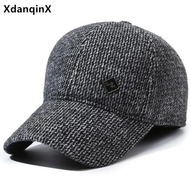 

Free Shipping New Winter Men's Cap Plush Thickened Coldproof Earmuffs Hats Warm Baseball Caps For Men Golf Cap Dad's Cotton Hat