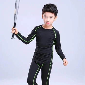 Children's sports suit sweat absorbing and breathable tight fitting football long sleeved quick drying running thin fitness suit 3