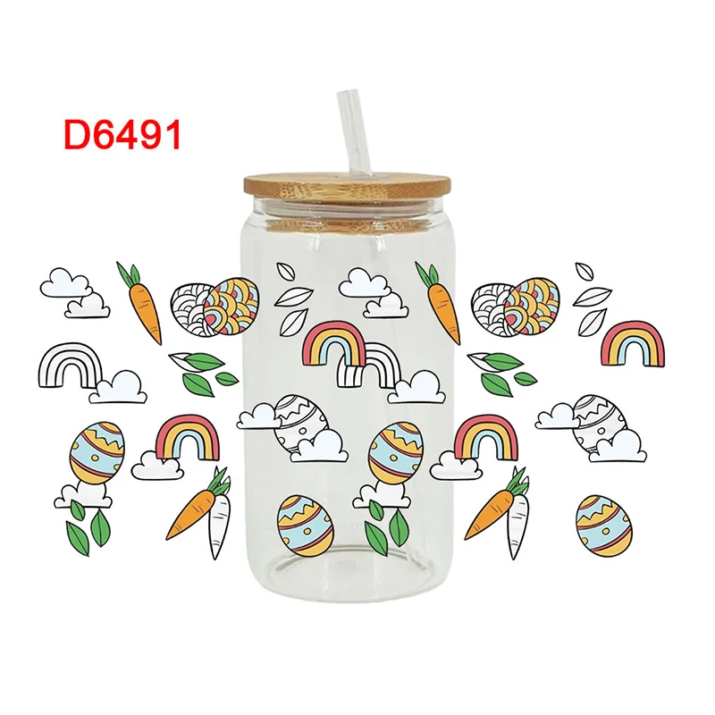 UV DTF Transfers Stickers Cup Wraps Bunny Happy Easter Printed for DIY Glass Ceramic Metal Leather 3D 16oz D6263 dtf transfer sticker