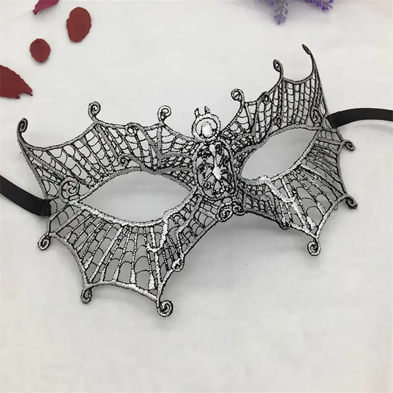 Ladies/Men's Sexy Lace Masquerade Mask For Carnival Halloween Christmas Half Face Ball Party Masks Cutout Eye Mask Silver Color halloween mask,party masks,masquerade mask,lace masquerade mask