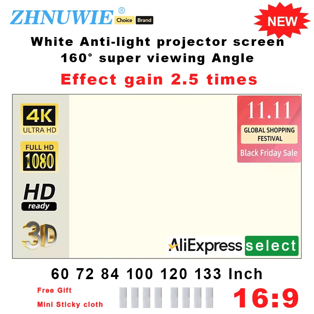 Projector Screen 16:9 Foldable 100 120 133 150 Inch HD for Home Outdoor projector screen,projection screen