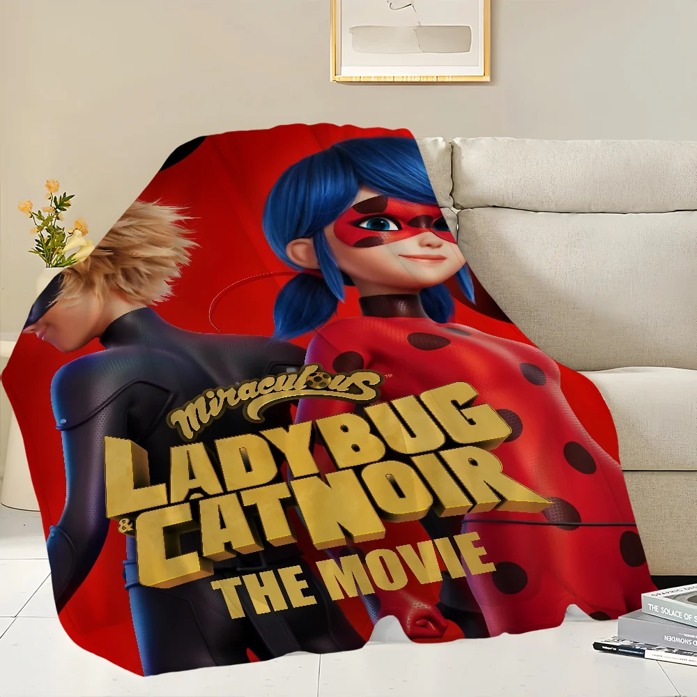 Cartoon M-MiraculousES Cat L-LadybugES Blanket Skin friendly comfort warm plush blanket suitable sofa living room office bedroom 4