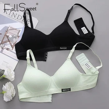 FallSweet Push Up Bra for Women Wireless Cotton Bras Comfortable Solid Color Girls Brassiere Sexy Lingerie 32-38AB 1