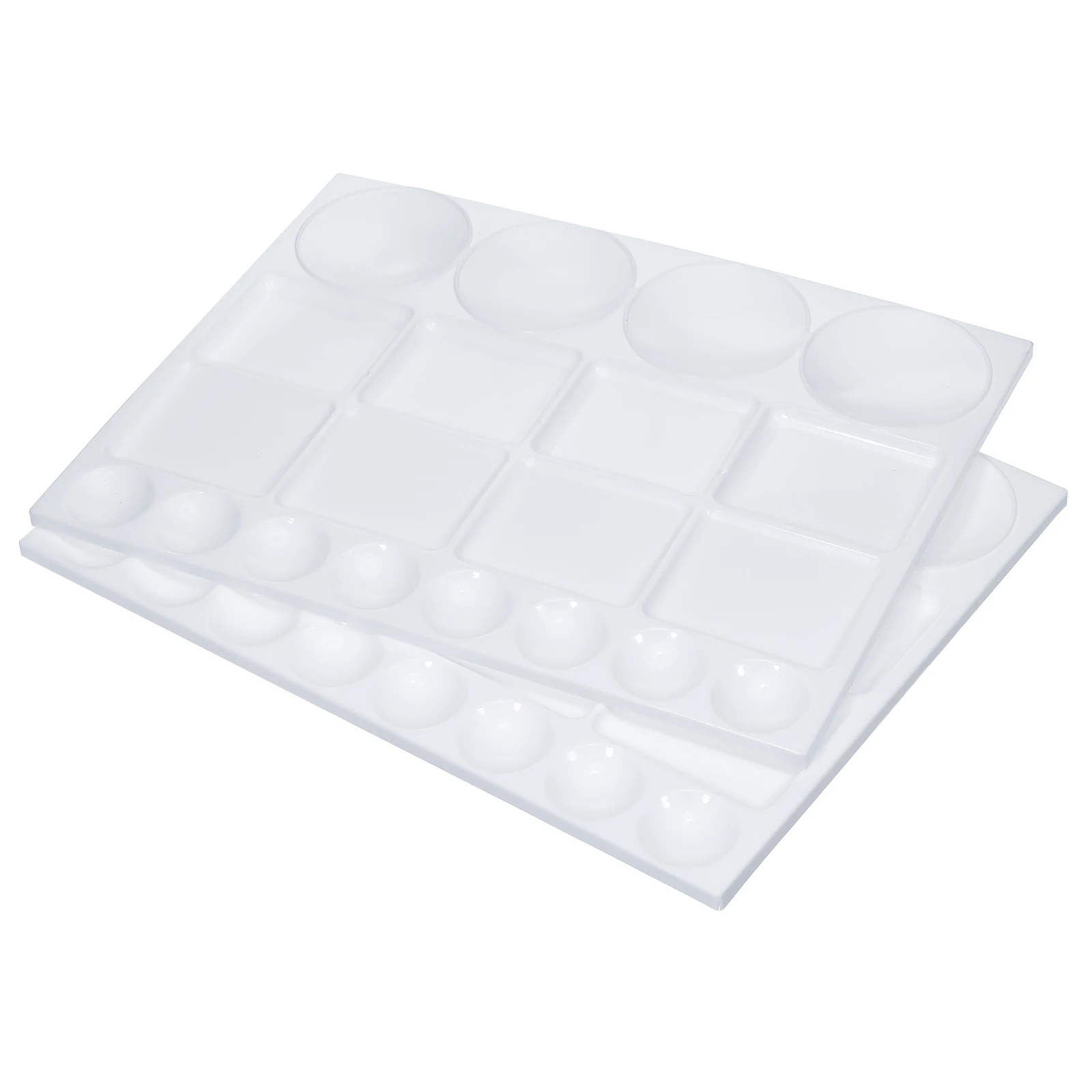 2Pcs 20 Wells Watercolor Paint Tray Palette Plastic Rectangle Pallet Acrylic Painting Mixing Plastic Artist Large Square Palette