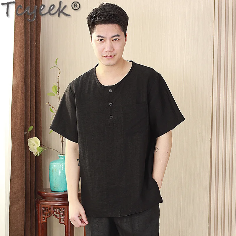 

Tcyeek 100% футболка из шелка тутового шелкопряда повседневные мужские футболки свободного кроя мужские топы с коротким рукавом черный топ летняя одежда 2024 рубашки