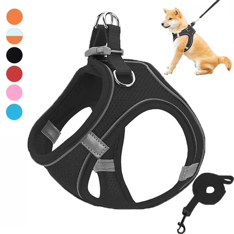 Pet Dog Harness and Leash Set Reflective Breathable Adjustable Comfort Puppy Harness Outdoors Travel Pet Supplies