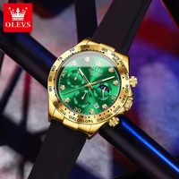 OLEVS-Montre-bracelet à quartz étanche pour homme, chronographe Shoous, bracelet en silicone, multifonctionnel, marque originale, mode 2