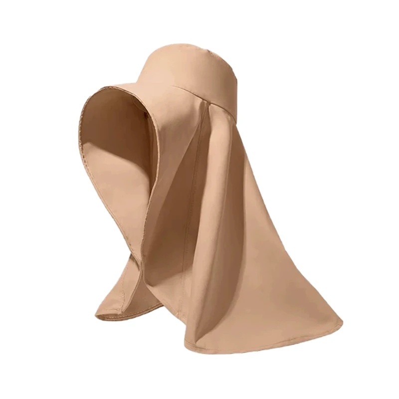 כובע קיץ גדול עם הגנת קרני השמש לנשים לטיולים בחוץ ולדייגות, כובע דייג עם חזית לצוואר