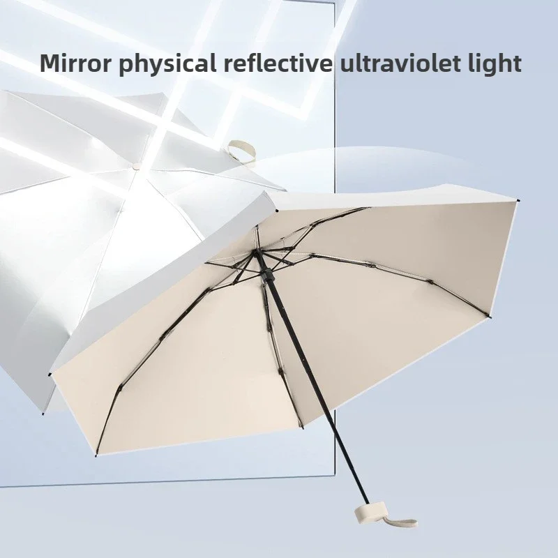 Pocket Mini UV Umbrella For Women Titanium Silver Sun UPF50+ Protection Capsule Compact Lightweight Folding Rain Umbrellas