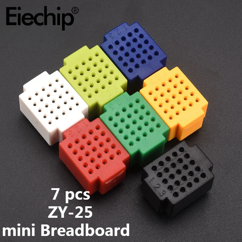 A Set of Solderless ZY-25 Mini Breakboard PCB Circuit Board Test Board Red/white/blue/black/green/yellow DIY Electronic Kit
