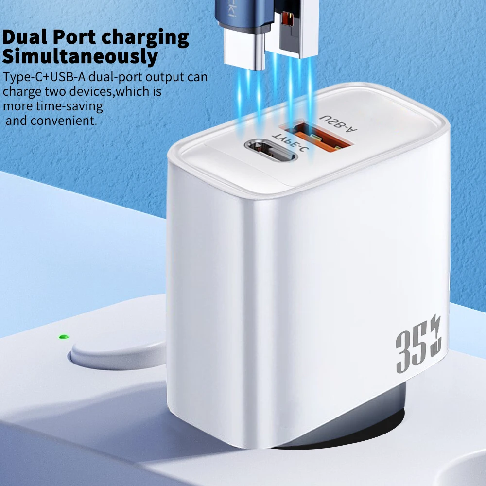 35W Type C USB Fast Charger PD Dual Ports Mobile Phone Adapter Quick Charge Wall Charger For iPhone 15 14 Xiaomi Samsung Oneplus